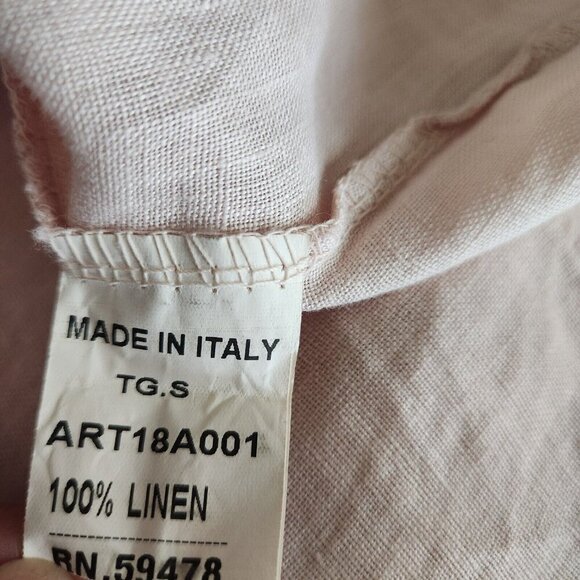 Francesca Bettin 100% Linen‎ Shift Dress S Layered Bell Sleeves Pink Made Italy - Picture 12 of 16